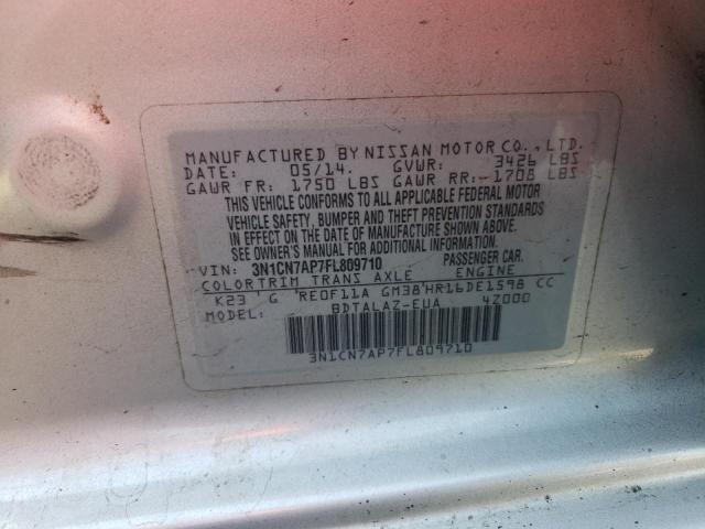 Photo 10 from auction – 2015 NISSAN VERSA S with VIN 3N1CN7AP7FL809710