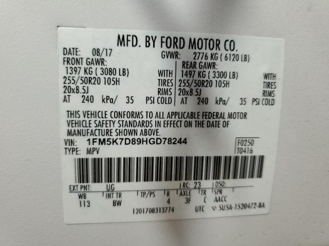 Photo 10 from auction – 2017 FORD EXPLORER X with VIN 1FM5K7D89HGD78244