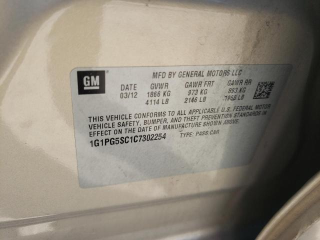 Photo 10 from auction – 2012 CHEVROLET CRUZE LT with VIN 1G1PG5SC1C7302254