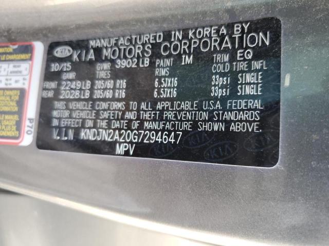 Photo 10 from auction – 2016 KIA SOUL with VIN KNDJN2A20G7294647