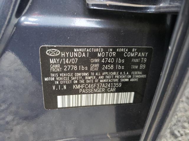 Photo 10 from auction – 2007 HYUNDAI AZERA SE with VIN KMHFC46F37A241359