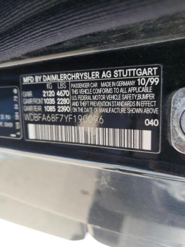 Photo 10 from auction – 2000 MERCEDES-BENZ SL 500 with VIN WDBFA68F7YF190096