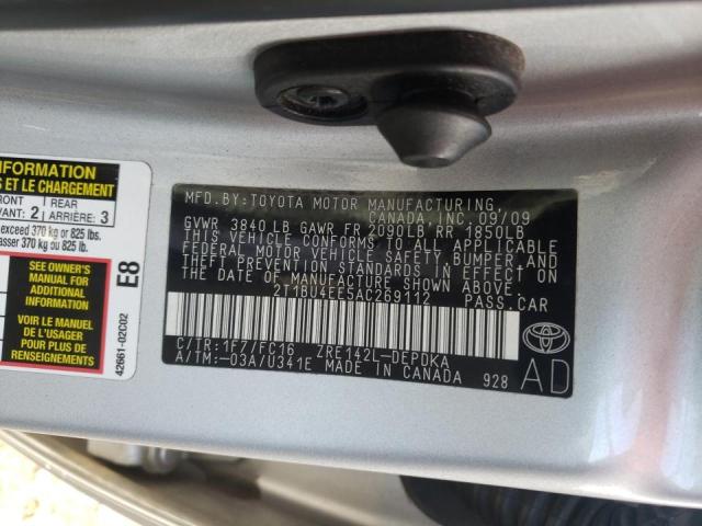 Photo 10 from auction – 2010 TOYOTA COROLLA BA with VIN 2T1BU4EE5AC269112