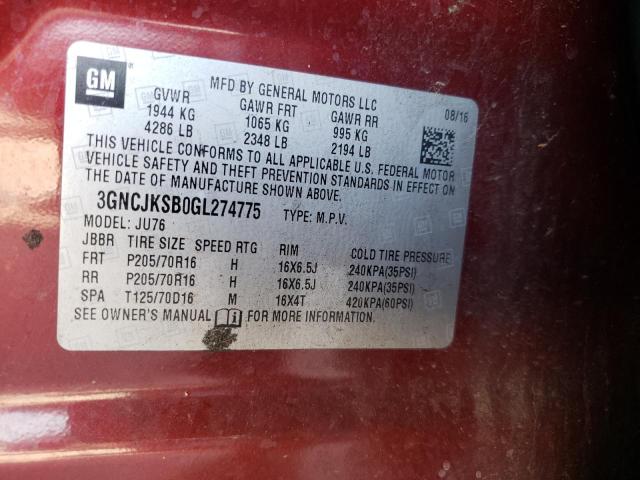 Photo 10 from auction – 2016 CHEVROLET TRAX LS with VIN 3GNCJKSB0GL274775