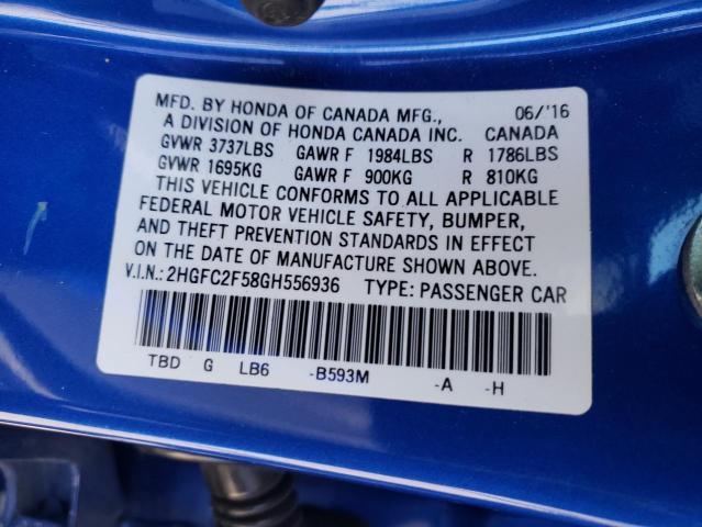 Photo 10 from auction – 2016 HONDA CIVIC LX with VIN 2HGFC2F58GH556936