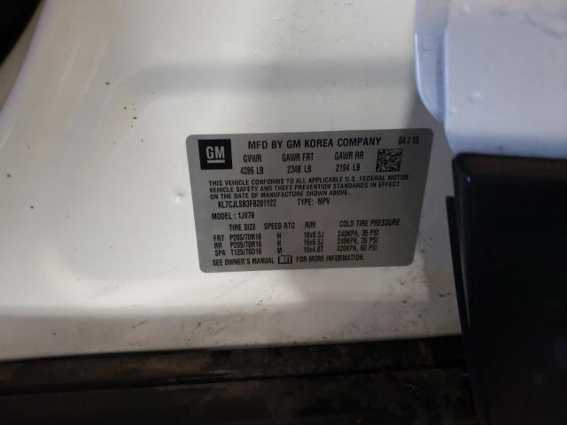 Photo 10 from auction – 2015 CHEVROLET TRAX 1LT with VIN KL7CJLSB3FB201122