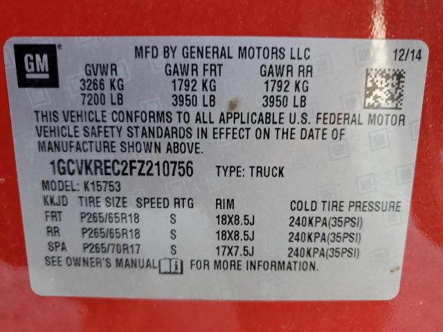 Photo 10 from auction – 2015 CHEVROLET SILVERADO with VIN 1GCVKREC2FZ210756
