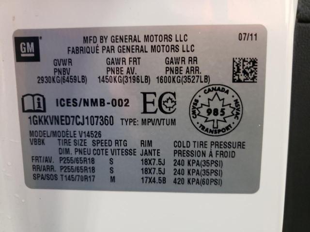 Photo 10 from auction – 2012 GMC ACADIA SLE with VIN 1GKKVNED7CJ107360