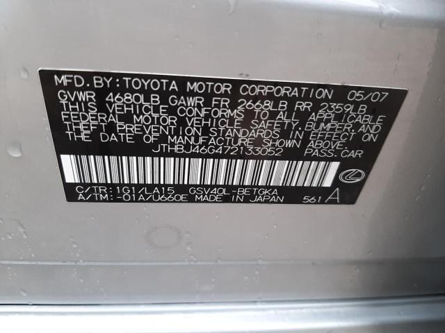 Photo 10 from auction – 2007 LEXUS ES 350 with VIN JTHBJ46G472133052