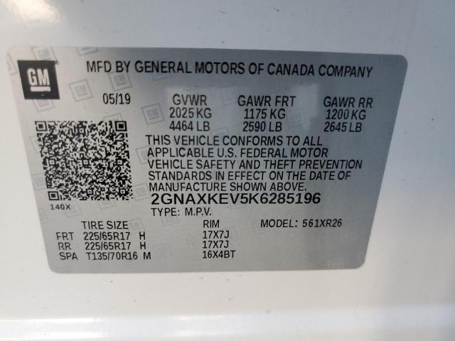 Photo 10 from auction – 2019 CHEVROLET EQUINOX LT with VIN 2GNAXKEV5K6285196