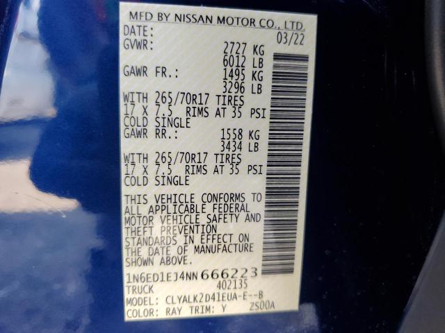 Photo 10 from auction – 2022 NISSAN FRONTIER S with VIN 1N6ED1EJ4NN666223