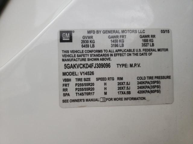 Photo 10 from auction – 2015 BUICK ENCLAVE with VIN 5GAKVCKD4FJ309096