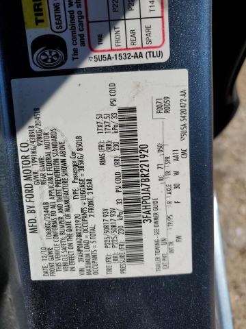 Photo 10 from auction – 2011 FORD FUSION SEL with VIN 3FAHP0JA7BR221920