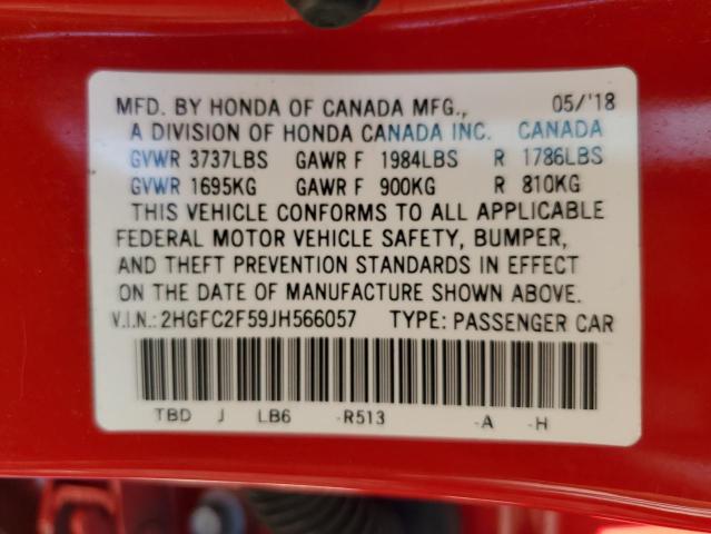 Photo 10 from auction – 2018 HONDA CIVIC LX with VIN 2HGFC2F59JH566057