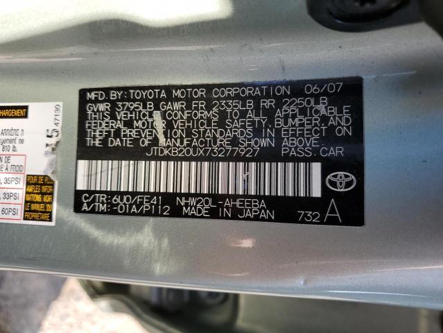 Photo 10 from auction – 2007 TOYOTA PRIUS with VIN JTDKB20UX73277927