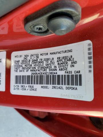 Photo 10 from auction – 2009 TOYOTA COROLLA BA with VIN 1NXBU40E49Z138044