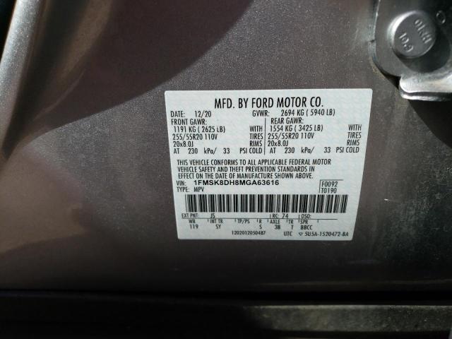 Photo 10 from auction – 2021 FORD EXPLORER X with VIN 1FMSK8DH8MGA63616