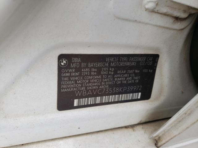 Photo 10 from auction – 2008 BMW 3 SERIES with VIN WBAVC73538KP39972