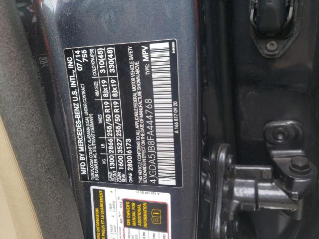 Photo 10 from auction – 2015 MERCEDES-BENZ ML 350 with VIN 4JGDA5JB8FA444768