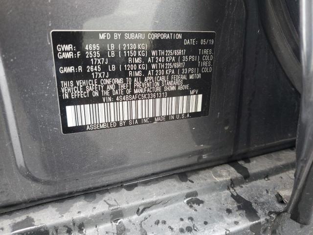 Photo 10 from auction – 2019 SUBARU OUTBACK 2. with VIN 4S4BSAFC5K3361313