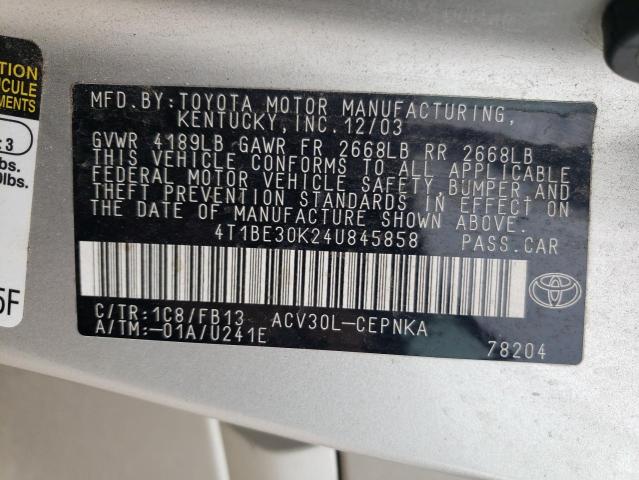 Photo 10 from auction – 2004 TOYOTA CAMRY LE with VIN 4T1BE30K24U845858