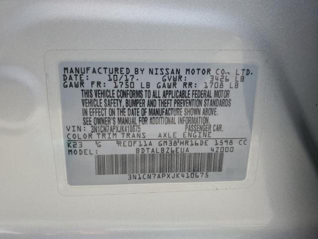Photo 10 from auction – 2018 NISSAN VERSA S with VIN 3N1CN7APXJK410675