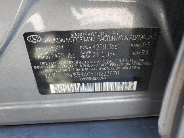 Photo 10 from auction – 2011 HYUNDAI SONATA GLS with VIN 5NPEB4AC5BH233670