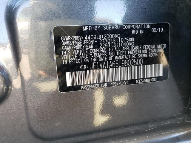 Photo 10 from auction – 2020 SUBARU WRX with VIN JF1VA1A65L9802500