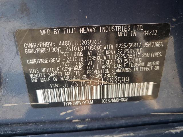 Photo 10 from auction – 2012 SUBARU FORESTER L with VIN JF2SHAEC8CH463599