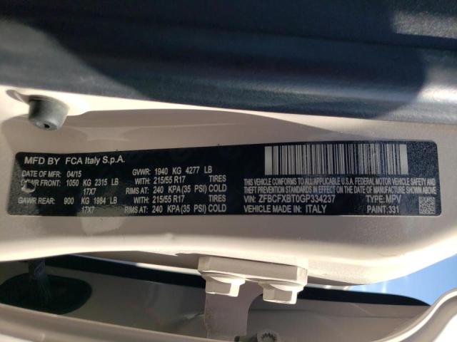 Photo 10 from auction – 2016 FIAT 500X EASY with VIN ZFBCFXBT0GP334237