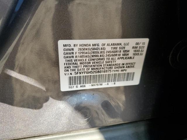 Photo 10 from auction – 2016 HONDA PILOT EXL with VIN 5FNYF6H52GB016975
