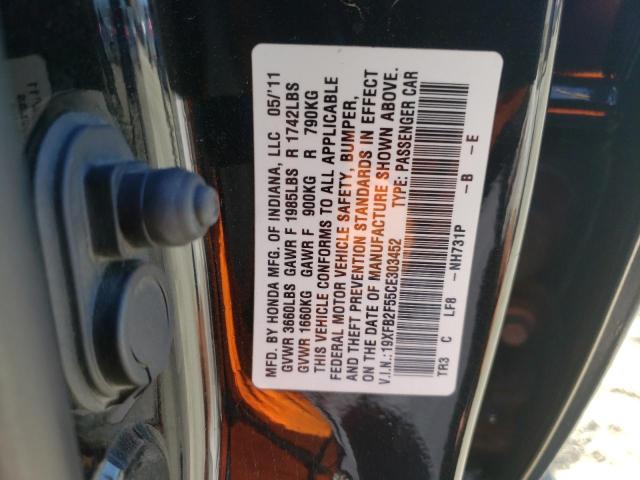 Photo 10 from auction – 2012 HONDA CIVIC LX with VIN 19XFB2F55CE303452