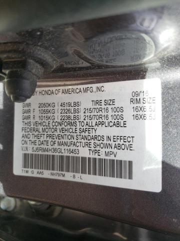 Photo 10 from auction – 2016 HONDA CR-V LX with VIN 5J6RM4H36GL116453