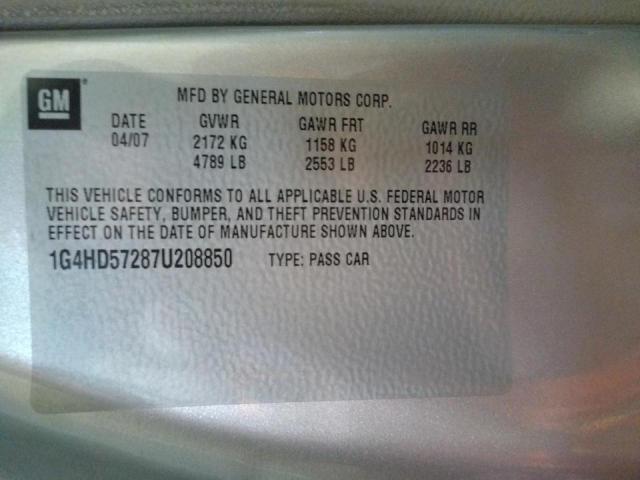 Photo 10 from auction – 2007 BUICK LUCERNE CX with VIN 1G4HD57287U208850