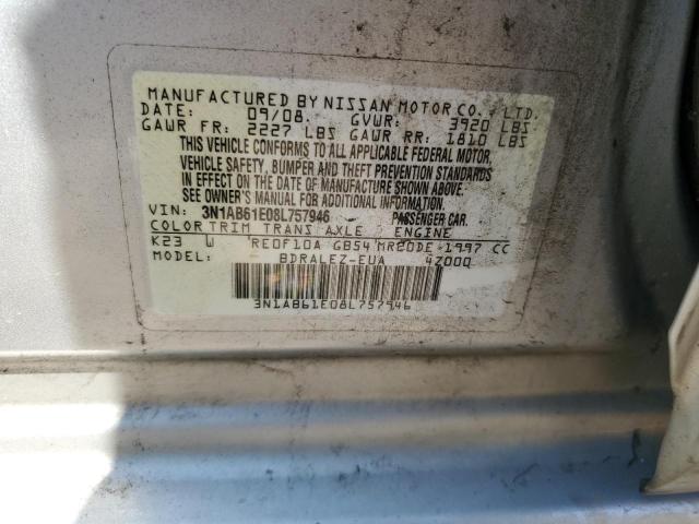 Photo 10 from auction – 2008 NISSAN SENTRA 2.0 with VIN 3N1AB61E08L757946