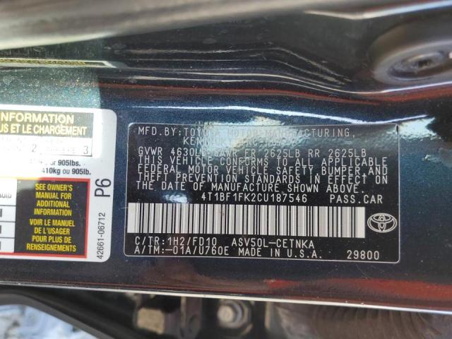 Photo 10 from auction – 2012 TOYOTA CAMRY /LE/ with VIN 4T1BF1FK2CU187546