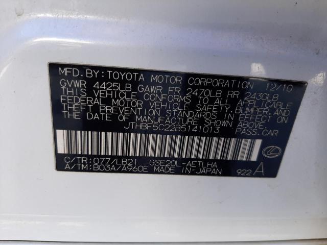 Photo 10 from auction – 2011 LEXUS IS 250 with VIN JTHBF5C22B5141013
