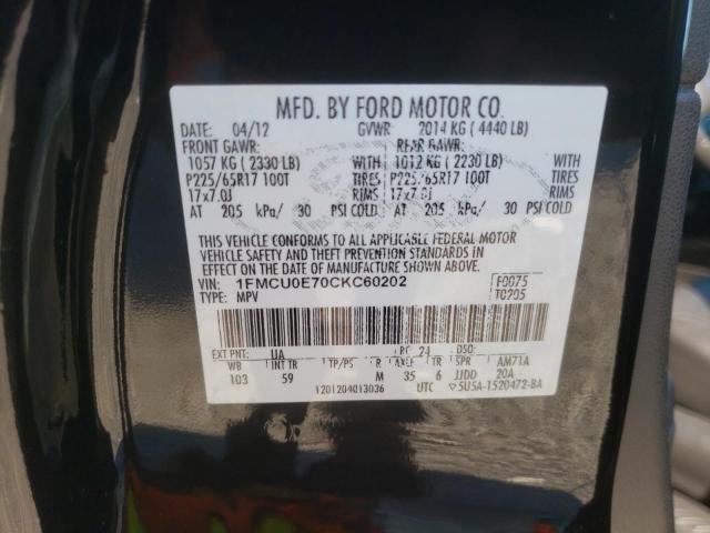 Photo 10 from auction – 2012 FORD ESCAPE LIM with VIN 1FMCU0E70CKC60202