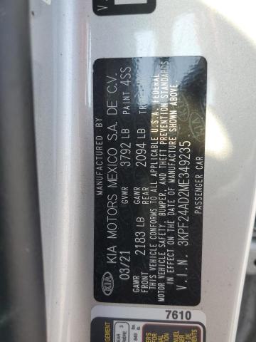 Photo 10 from auction – 2021 KIA FORTE FE with VIN 3KPF24AD2ME349235