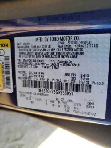 Photo 10 from auction – 2016 FORD FUSION SE with VIN 3FA6P0H75GR238059