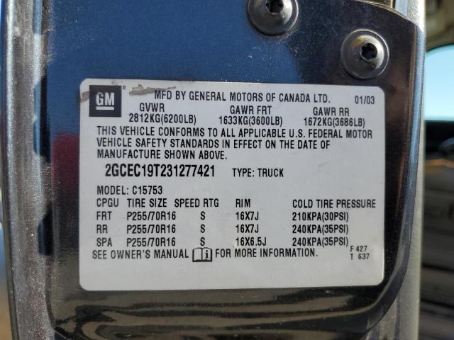 Photo 10 from auction – 2003 CHEVROLET SILVERADO with VIN 2GCEC19T231277421