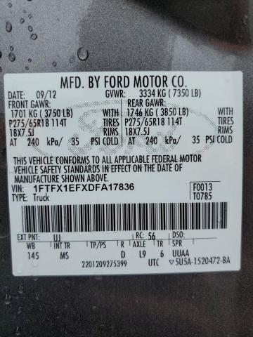 Zdjęcie 10 z aukcji – 2013 FORD F150 SUPER z VIN 1FTFX1EFXDFA17836