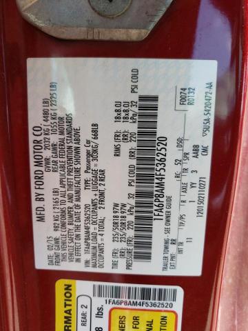 Photo 10 from auction – 2015 FORD MUSTANG with VIN 1FA6P8AM4F5362520