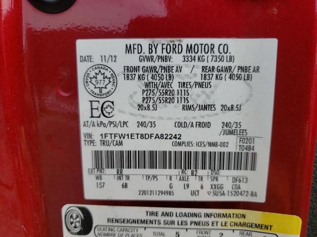 Photo 10 from auction – 2013 FORD F150 SUPER with VIN 1FTFW1ET8DFA82242