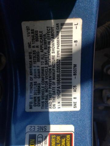 Photo 10 from auction – 2008 HONDA CIVIC EX with VIN 1HGFA16808L035532