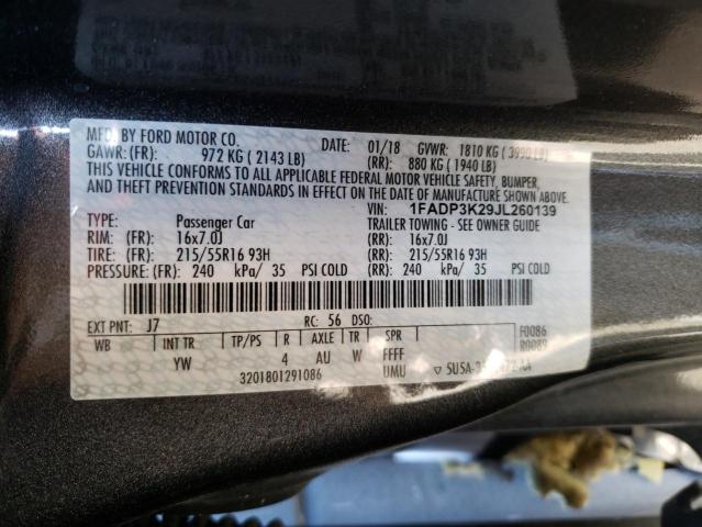 Photo 10 from auction – 2018 FORD FOCUS SE with VIN 1FADP3K29JL260139