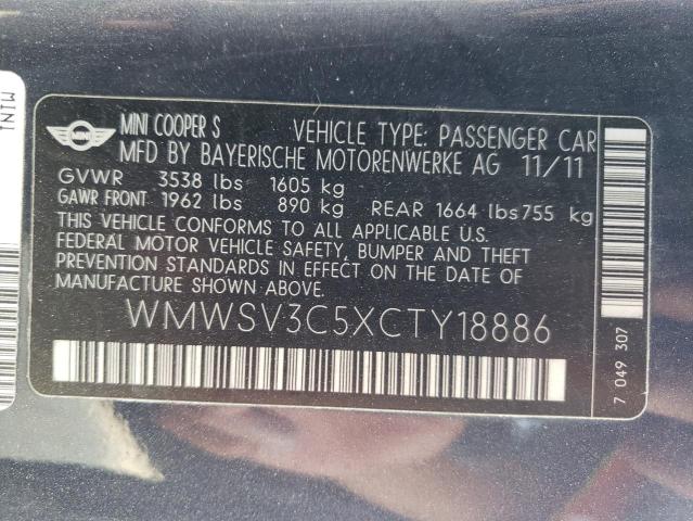 Photo 10 from auction – 2012 MINI COOPER S with VIN WMWSV3C5XCTY18886