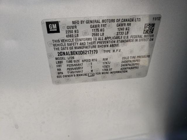 Photo 10 from auction – 2013 CHEVROLET EQUINOX LS with VIN 2GNALBEK0D6217179