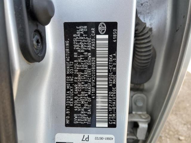 Photo 10 from auction – 2012 TOYOTA CAMRY BASE with VIN 4T1BF1FK2CU080626