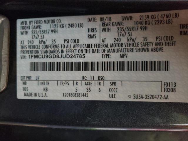 Photo 10 from auction – 2018 FORD ESCAPE SE with VIN 1FMCU9GD8JUD24785